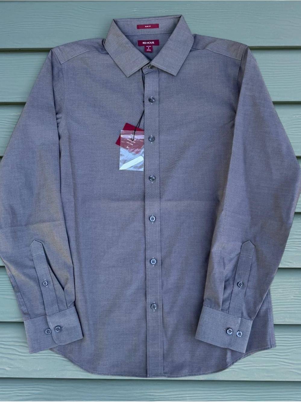 Red House Men's Long-Sleeve Dress Shirt in Heather Gray